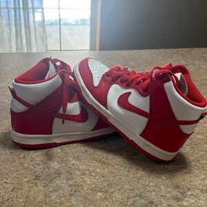 Nike Kids Red and White High-Top Sneakers